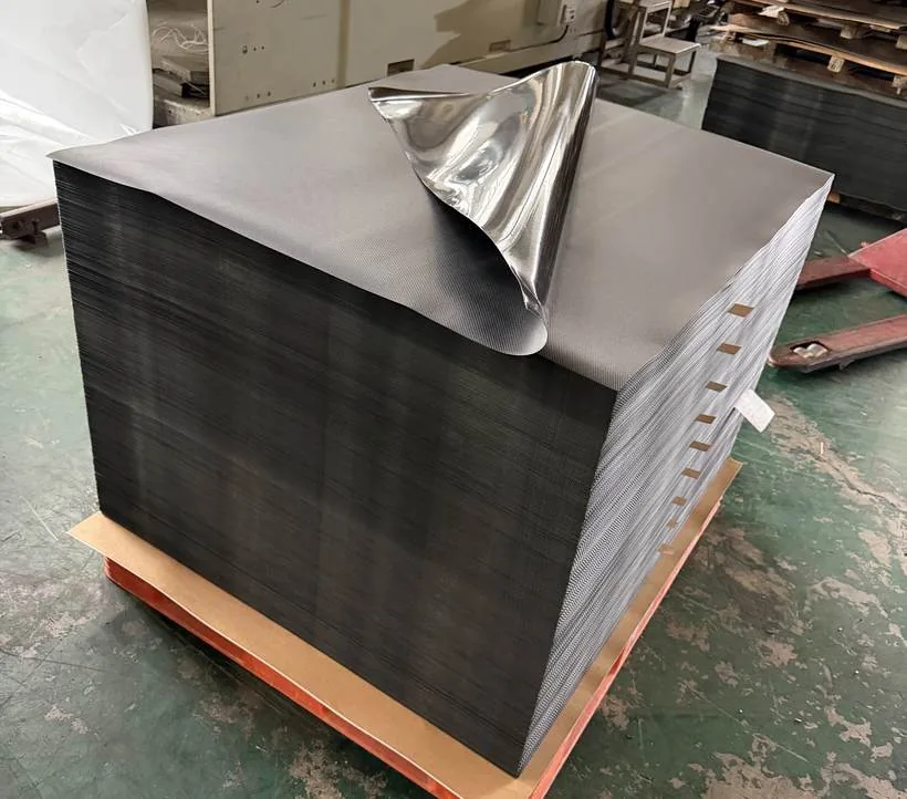 Black recycled HDPE stock at the factory