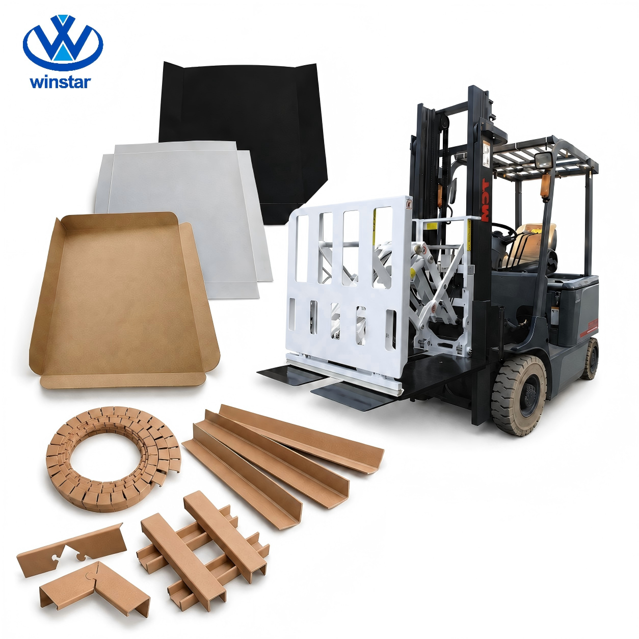 WinstarPack slip sheets, kraft paper packaging products and forklift push-pull attachment